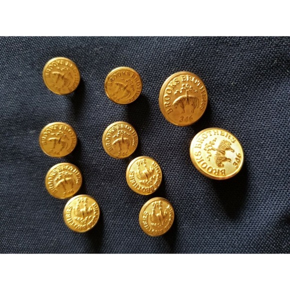 Vtg Brooks Brothers Gold 10 complete Set 20mm 15mm Blazer Replacement Buttons . - Picture 3 of 6